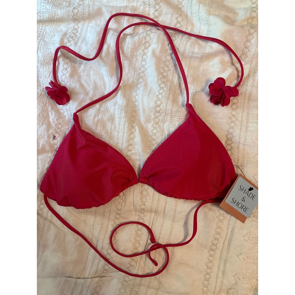 NEW Shade & Shore Fuchsia Triangke String Bikini Top, Medium